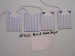 Set of 4 No.2051 Blue & White Stripe Unique Handmade Gift Tags