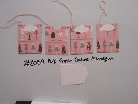 Set of 4 No.2059 Pink French Couture Mannequin Unique Handmade Gift Tags