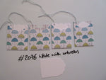 Set of 4 No.2076 White with Umbrellas Unique Handmade Gift Tags