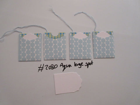 Set of 4 No.2080 Aqua Large Spot Unique Handmade Gift Tags