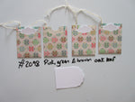 Set of 4 No.2098 Pink, Green & Brown Oak Leaf Unique Handmade Gift Tags