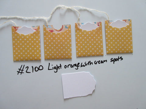 Set of 4 No.2100 Light Orange with Cream Spots Unique Handmade Gift Tags