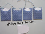 Set of 4 No.2109 Blue & White Trellis Unique Handmade Gift Tags