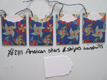 Set of 4 No.2111 American Stars & Stripes Windmills Unique Handmade Gift Tags