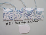 Set of 4 No.2113 Blue & White Leaf & Flower Unique Handmade Gift Tags