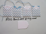 Set of 4 No.2115 Blue & White Spinning Wheels Unique Handmade Gift Tags