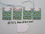 Set of 4 No.2123 Green & Blue Trees Unique Handmade Gift Tags