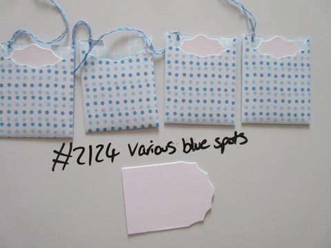 Set of 4 No.2124 Various Blue Spots Unique Handmade Gift Tags