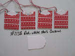 Set of 4 No.2138 Red White Stars & Mountains Unique Handmade Gift Tags