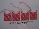 Set of 4 No.2143 Red & Pink Sponge Circles Unique Handmade Gift Tags