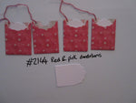 Set of 4 No.2144 Red & Pink Dandelions Unique Handmade Gift Tags