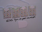 Set of 4 No.2145 Aqua with Multi Coloured Spots Unique Handmade Gift Tags