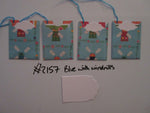 Set of 4 No.2157 Blue with Windmills Unique Handmade Gift Tags