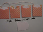 Set of 4 No.2171 Salmon Colour with Spots Unique Handmade Gift Tags