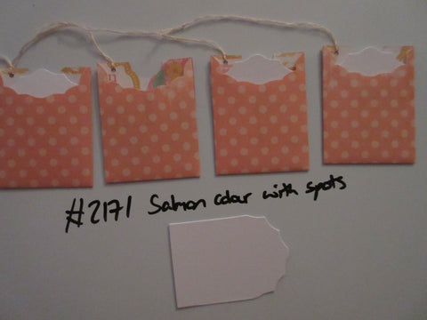 Set of 4 No.2171 Salmon Colour with Spots Unique Handmade Gift Tags