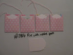 Set of 4 No.2184 Pink with White Spots Unique Handmade Gift Tags