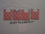 Set of 4 No.2187 Pink & White Flowers Unique Handmade Gift Tags