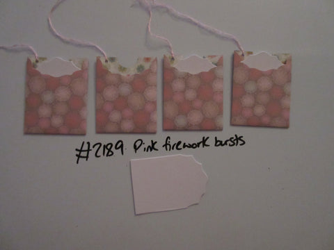 Set of 4 No.2189 Pink Firework Bursts Unique Handmade Gift Tags