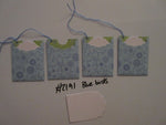 Set of 4 No.2191 Blue Birds Unique Handmade Gift Tags