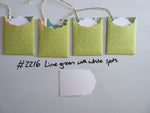 Set of 4 No.2216 Lime Green with White Spots Handmade Gift Tags