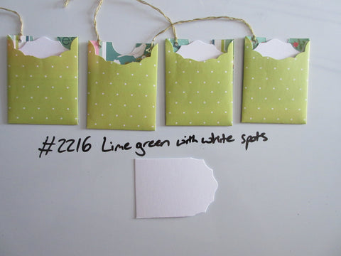 Set of 4 No.2216 Lime Green with White Spots Handmade Gift Tags