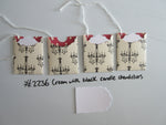 Set of 4 No.2236 Cream with Black Candle Chandeliers Unique Handmade Gift Tags