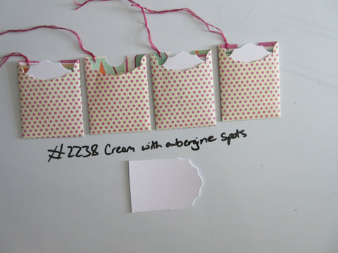 Set of 4 No.2238 Cream with Aubergine Spots Unique Handmade Gift Tags