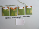 Set of 4 No.2240 Green with Yellow & Bare Trees Unique Handmade Gift Tags