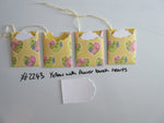 Set of 4 No.2243 Yellow with Flower Bunch Hearts Unique Handmade Gift Tags