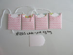 Set of 4 No.2245 White & Pink Zig Zag Unique Handmade Gift Tags