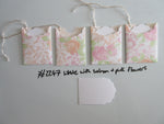 Set of 4 No.2247 White with Salmon & Pink Flowers Unique Handmade Gift Tags