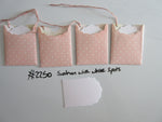 Set of 4 No.2250 Salmon with White Spots Unique Handmade Gift Tags