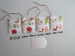 Set of 4 No.2258 White Autumn Scene Rabbits, Deer, Trees Unique Handmade Gift Tags