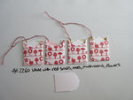 Set of 4 No.2260 White with Red Snails, Trees, Mushroom, Flower Handmade Gift Tags