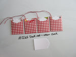 Set of 4 No.2265 Dark Red & Cream Check Unique Handmade Gift Tags