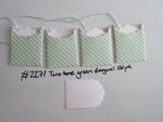 Set of 4 No.2271 Two Tone Green Diagonal Stripe Unique Handmade Gift Tags