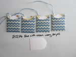 Set of 4 No.2274 Blue with Cream Wavy Stripes Unique Handmade Gift Tags