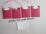 Set of 4 No.2280 Pink & Purple Diamonds Unique Handmade Gift Tags