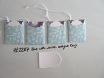 Set of 4 No.2287 Blue with White Antique Keys Unique Handmade Gift Tags