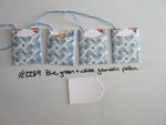 Set of 4 No.2289 Blue, Green & White Geometric Pattern Unique Handmade Gift Tags