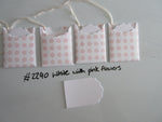 Set of 4 No.2290 White with Pink Flowers Unique Handmade Gift Tags