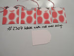 Set of 4 No.2307 White with Red Oval Design Unique Handmade Gift Tags