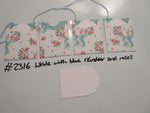 Set of 4 No.2316 White with Blue Reindeer & Roses Unique Handmade Gift Tags