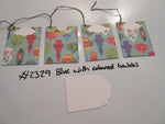 Set of 4 No.2329 Blue with Coloured Baubles Unique Handmade Gift Tags