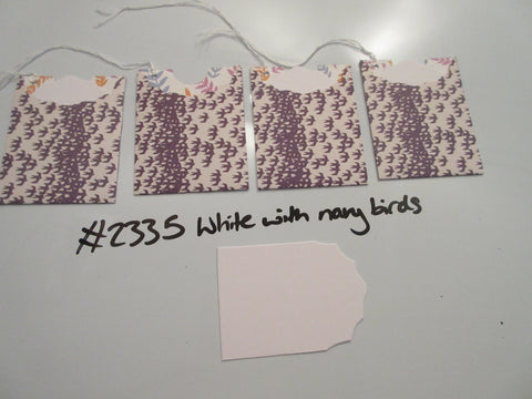 Set of 4 No.2335 White with Navy Birds Unique Handmade Gift Tags