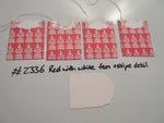 Set of 4 No.2336 Red with White Fern & Stripe Detail Unique Handmade Gift Tags