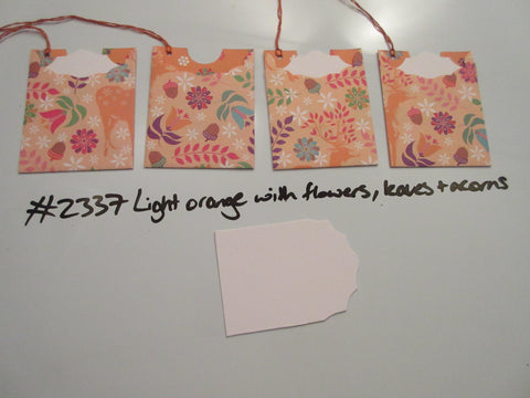 Set of 4 No.2337 Light Orange with Flowers Leaves Acorns Unique Handmade Gift Tags