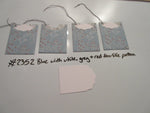 Set of 4 No.2352 Blue with White Grey Red Mistletoe Handmade Gift Tags