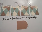 Set of 4 No.2377 Blue, Brown, Cream, Harlequin Unique Handmade Gift Tags