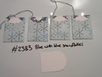 Set of 4 No.2383 Blue with Blue Snowflakes Handmade Gift Tags